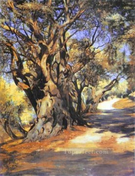 ウッズ Painting - ローマからアルバーノへの道ポーランドの風景ヘンリク・シェミラツキの森